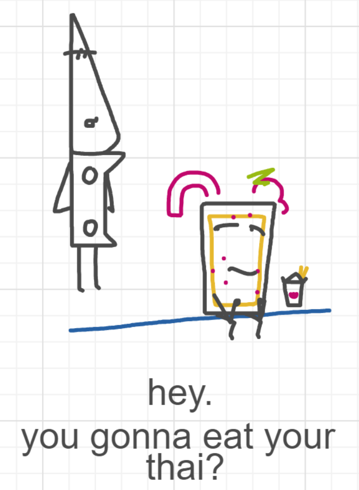 A panel from What's The Point, episode five of the Board Boards object show by Furretwalk/WalkingFurret.